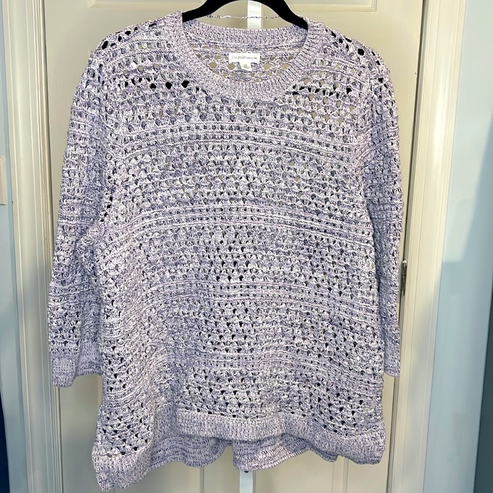 Croft & Barrow Women’s Open Knit Round Neck - Sweater. Purple heathered. Size 3x